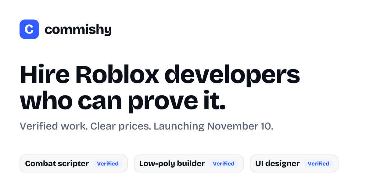 Commishy: hire verified Roblox developers